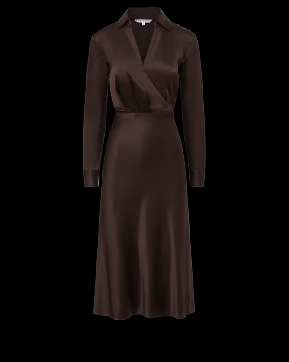 Otis Silk Dress in Dark Chocolate>Veronica Beard Outlet