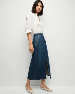 Patricia Denim Maxi Skirt in Blue Denim><noscript><img width=