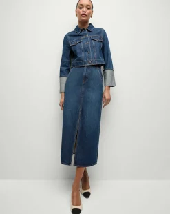 Patricia Denim Maxi Skirt in Blue Denim><noscript><img width=