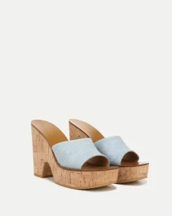Paulita Denim Wedge Sandal>Veronica Beard Clearance