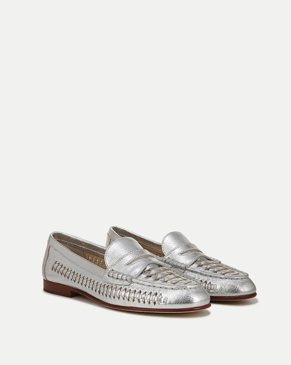 Penny Woven Metallic Leather Loafer>Veronica Beard Sale