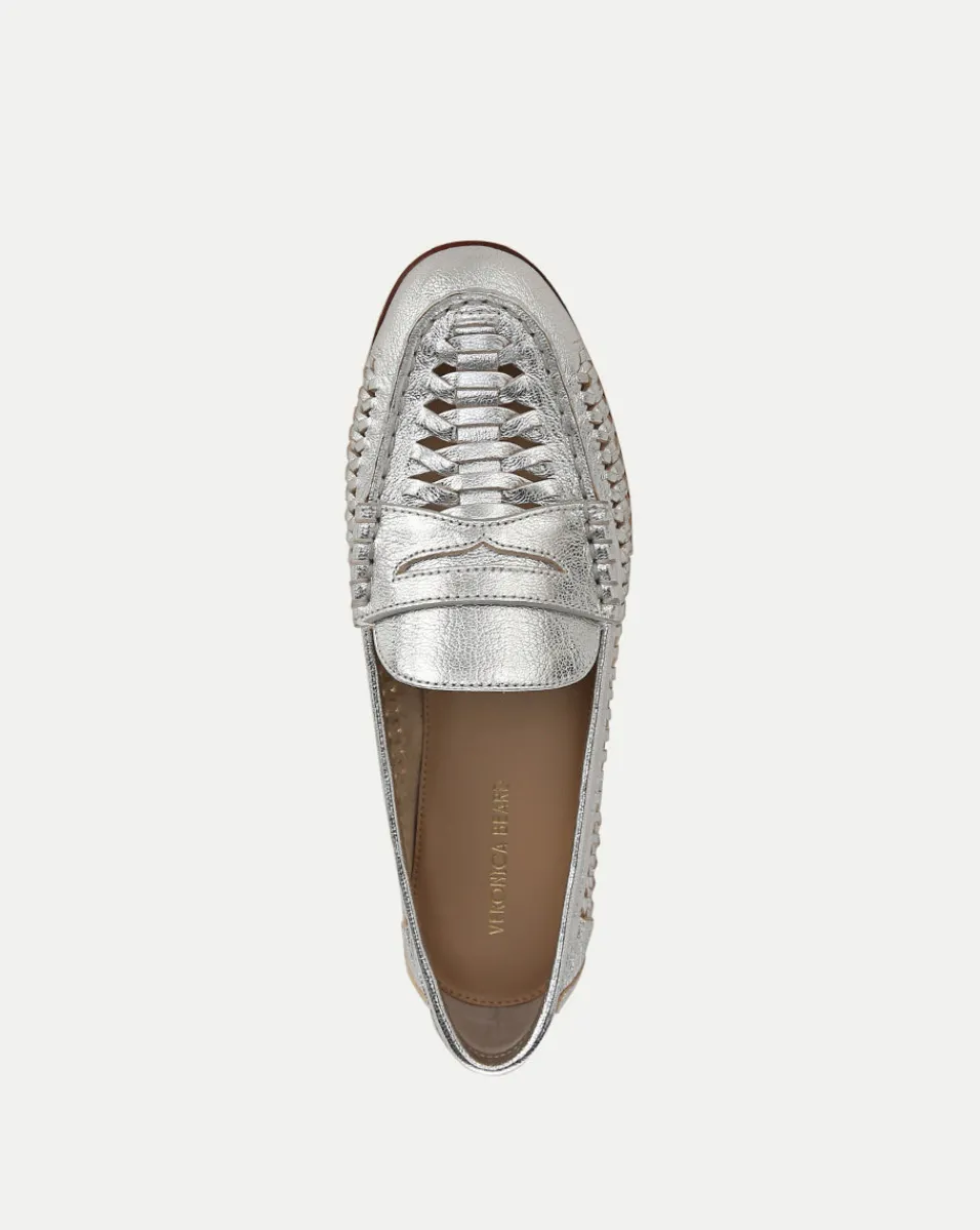 Penny Woven Metallic Leather Loafer>Veronica Beard Sale