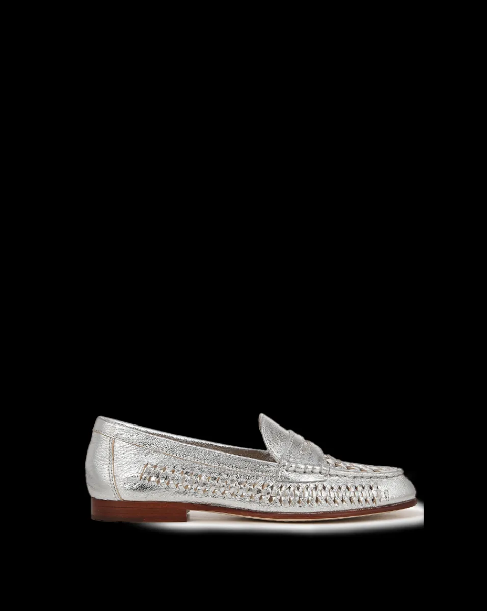 Penny Woven Metallic Leather Loafer>Veronica Beard Sale