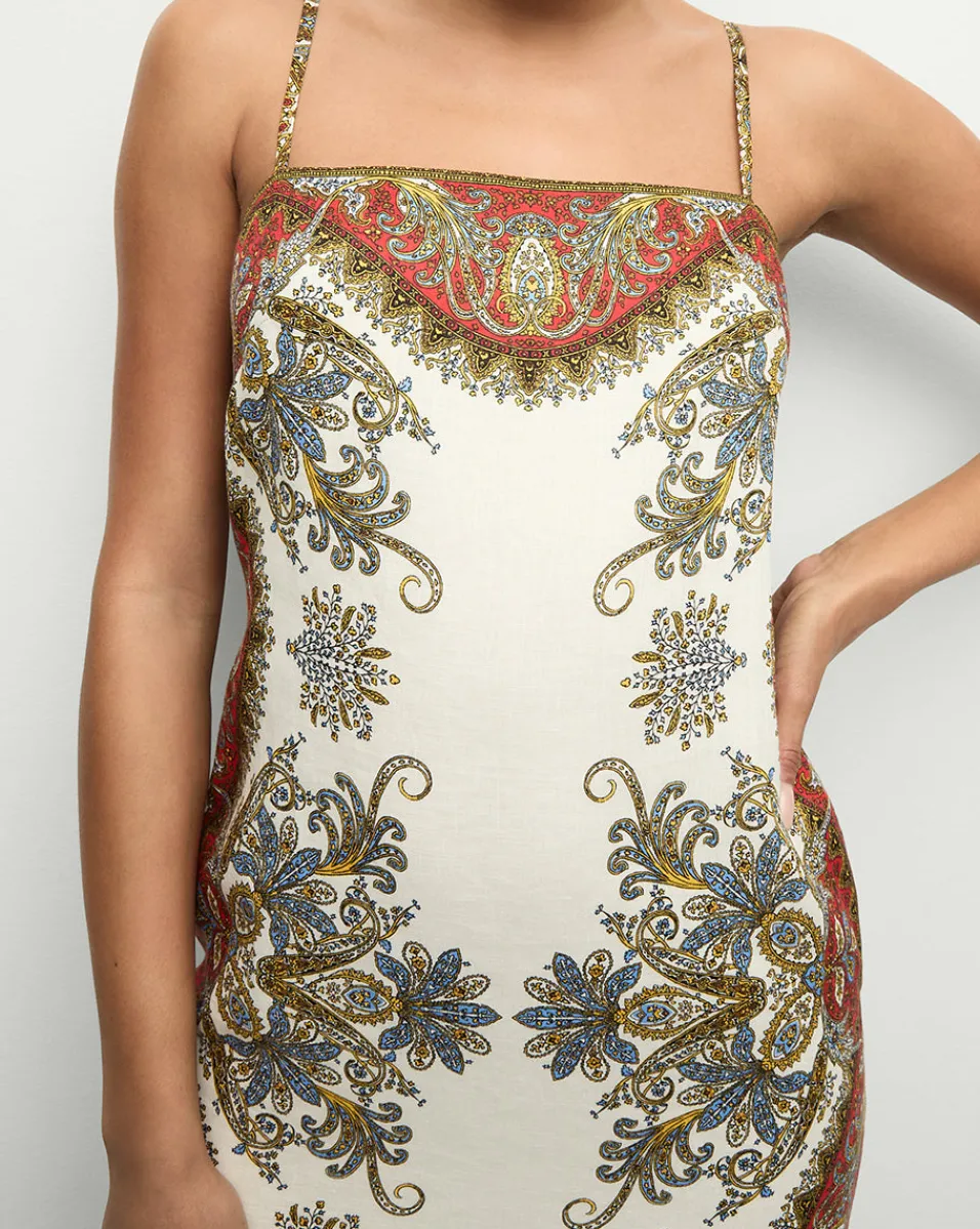 Petra Linen Maxi Dress in Cream & Red>Veronica Beard Best