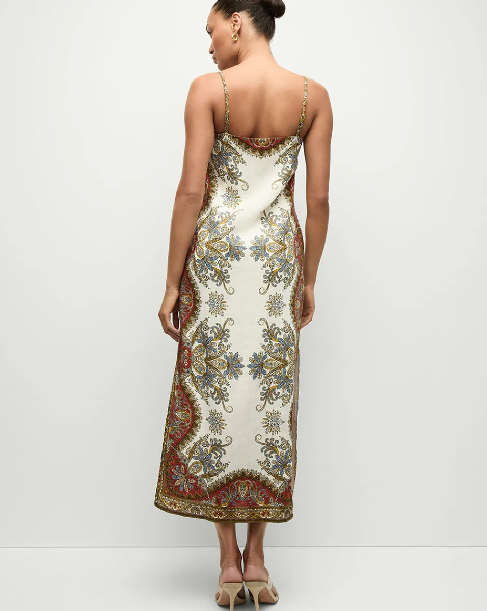 Petra Linen Maxi Dress in Cream & Red>Veronica Beard Best