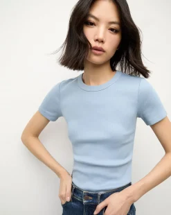 Pruitt Tee in Smoke Blue>Veronica Beard