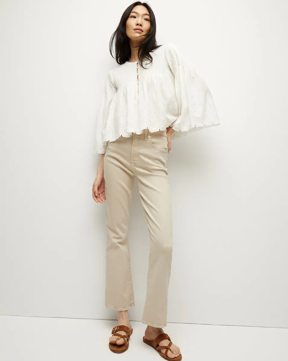 Quimby Bell-Sleeve Cotton Peplum Top>Veronica Beard Clearance