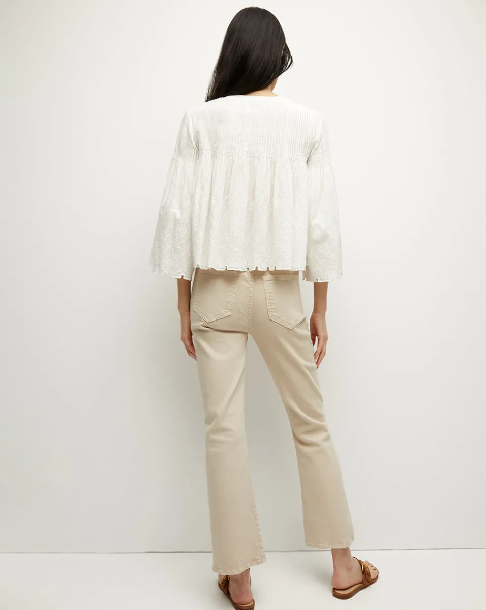 Quimby Bell-Sleeve Cotton Peplum Top>Veronica Beard Clearance