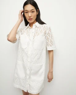 Rafaela Cotton Eyelet Shirtdress in>Veronica Beard Discount
