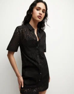 Rafaela Cotton Eyelet Shirtdress in>Veronica Beard Hot