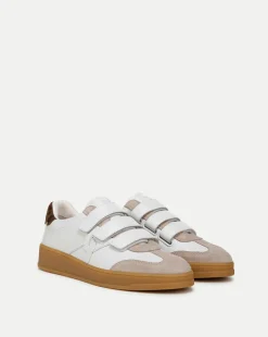 Reagan Velcro Sneaker in White & Leopard>Veronica Beard Clearance