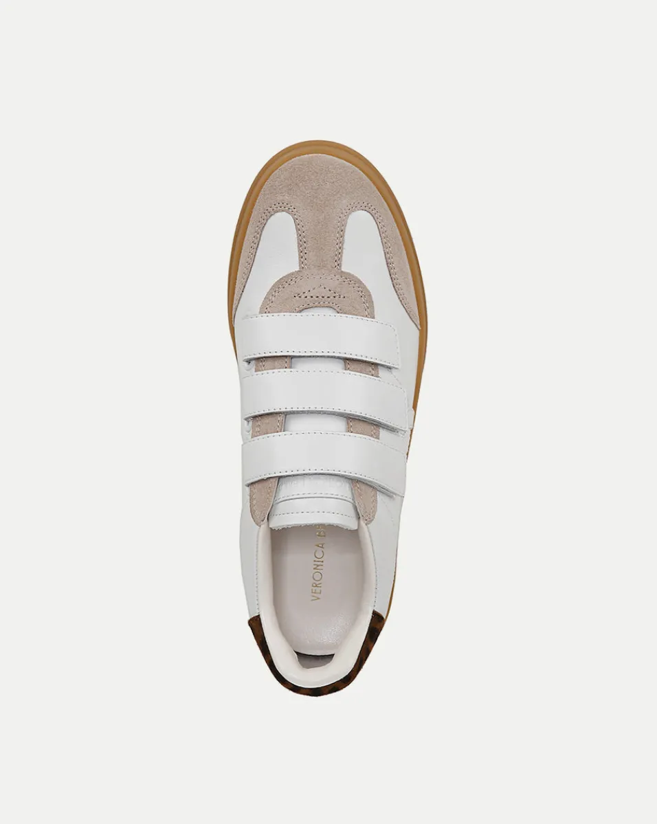 Reagan Velcro Sneaker in White & Leopard>Veronica Beard Clearance