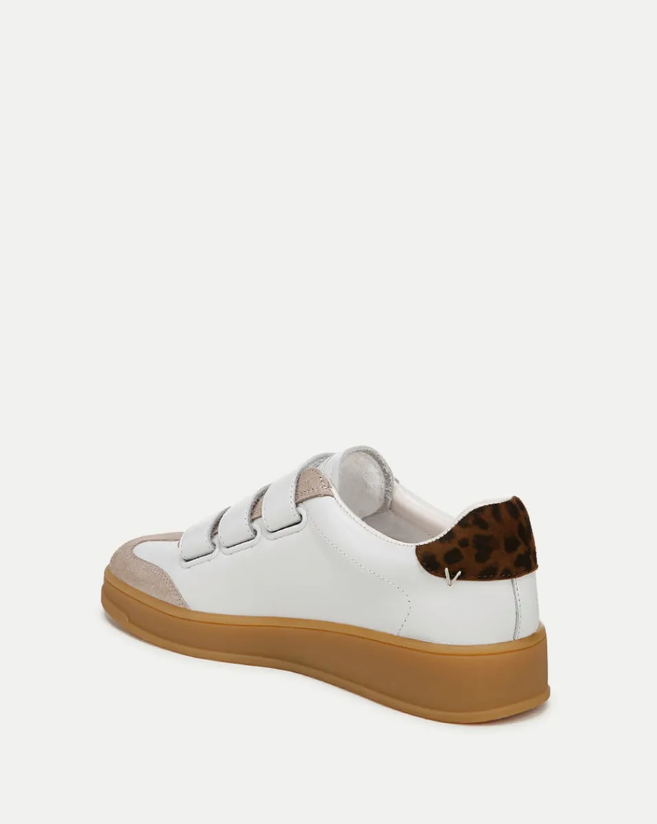 Reagan Velcro Sneaker in White & Leopard>Veronica Beard Clearance