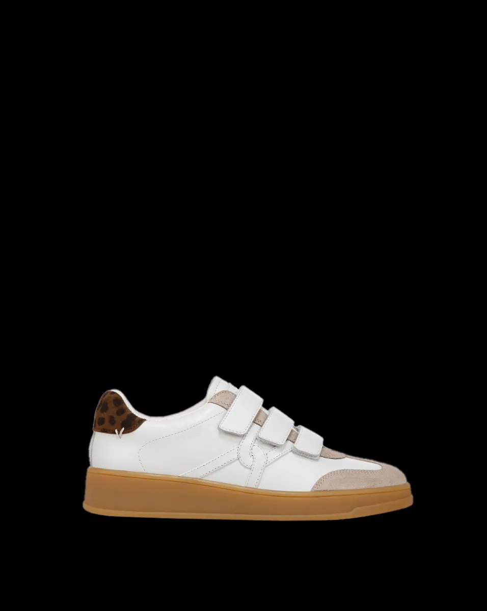 Reagan Velcro Sneaker in White & Leopard>Veronica Beard Clearance