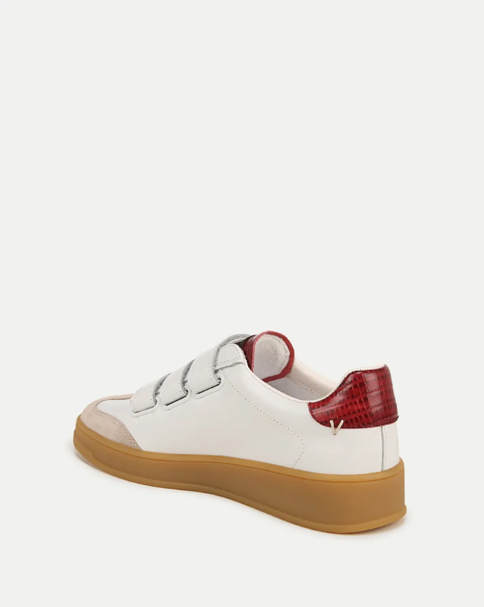 Reagan Velcro Sneaker in White & Red>Veronica Beard Hot