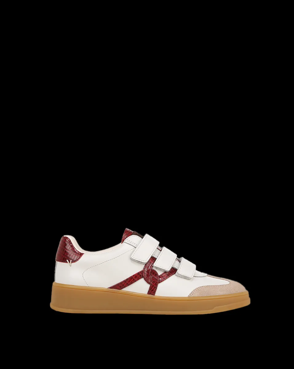 Reagan Velcro Sneaker in White & Red>Veronica Beard Hot