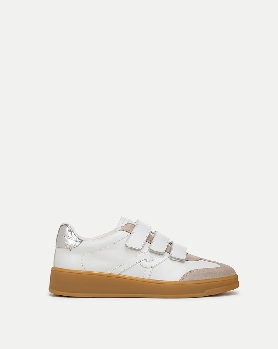 Reagan Velcro Sneakers in White & Silver>Veronica Beard Clearance