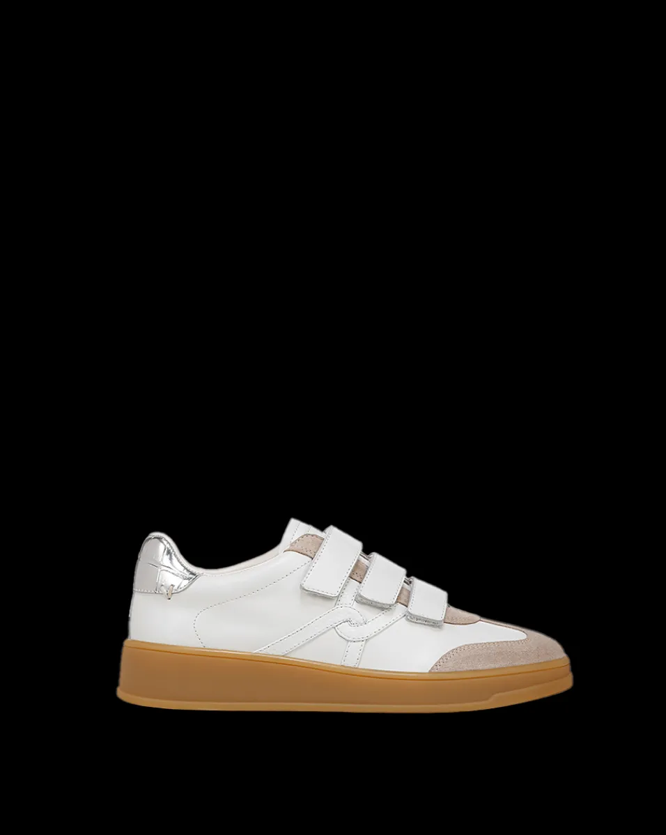Reagan Velcro Sneakers in White & Silver>Veronica Beard Clearance