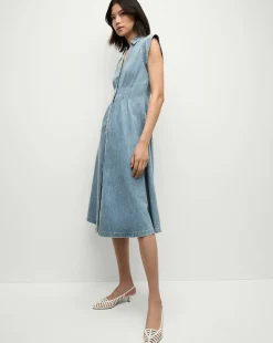 Ruben Denim Dress in Pebble Stone>Veronica Beard Outlet