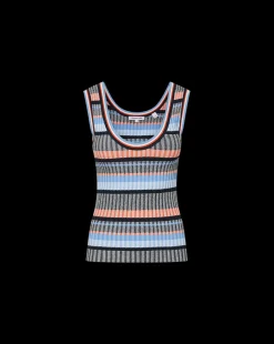 Sandra Ribbed Tank in Blue Multi><noscript><img width=
