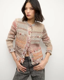 Sariyah Knit Jacket in Red Multi>Veronica Beard Hot