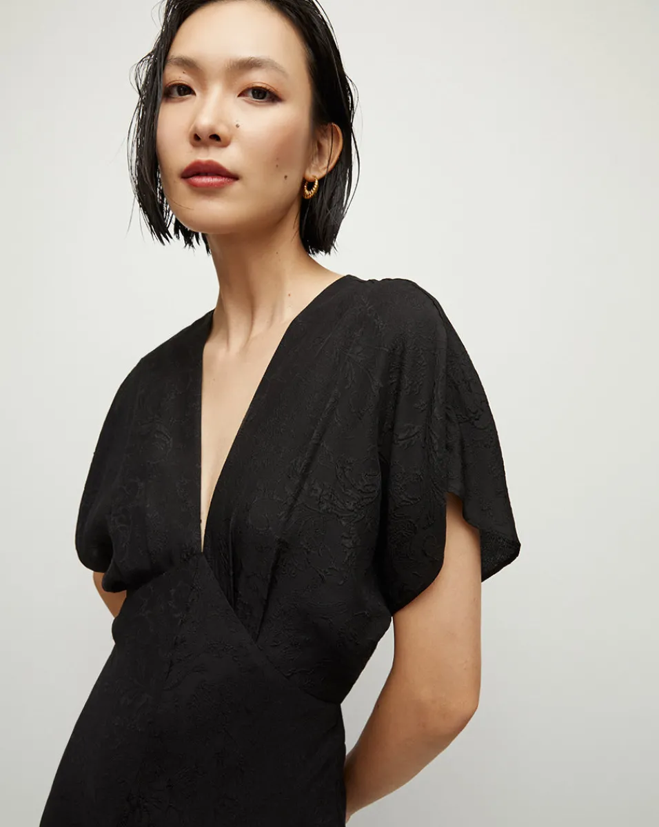 Seymour Short-Sleeve Silk Midi Dress>Veronica Beard Sale