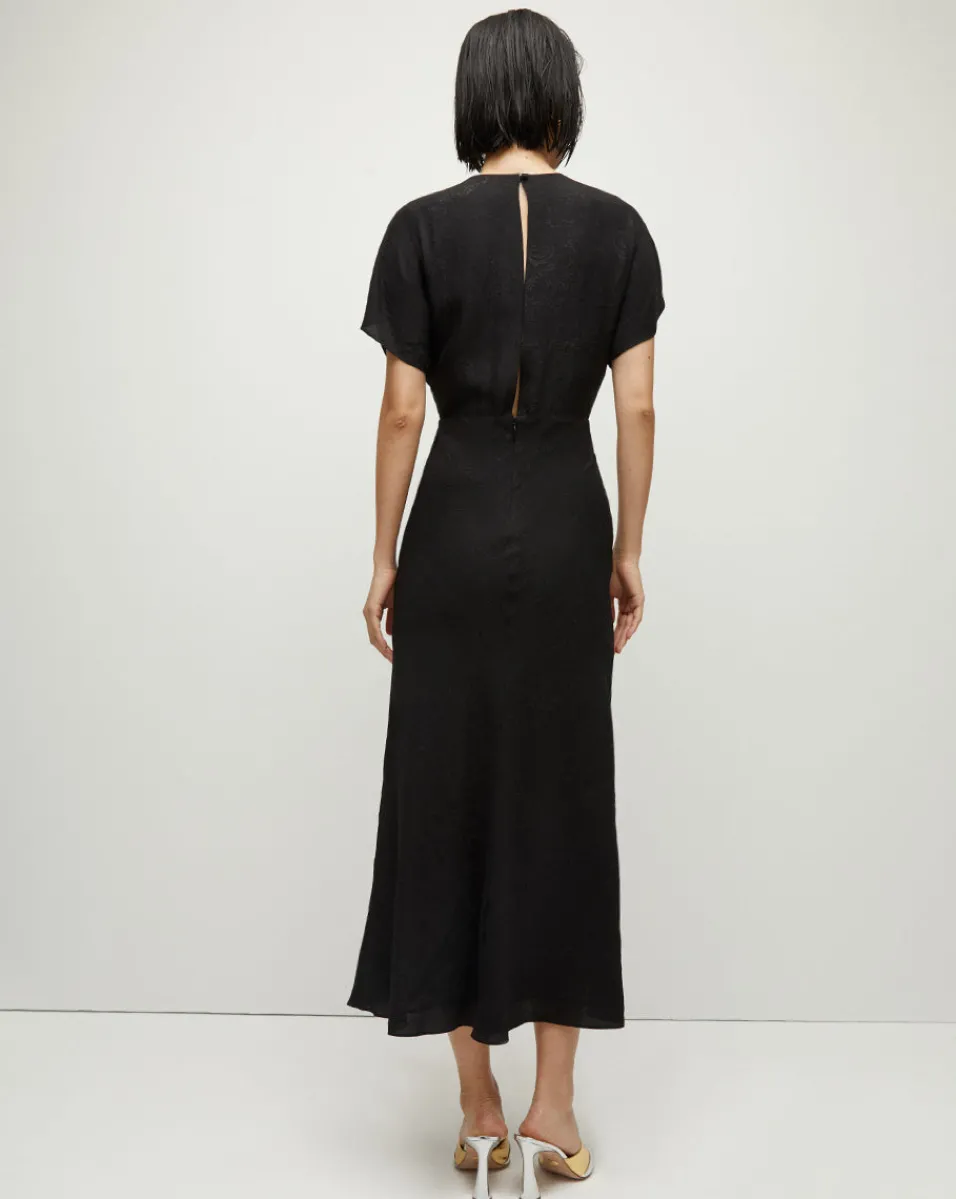 Seymour Short-Sleeve Silk Midi Dress>Veronica Beard Sale