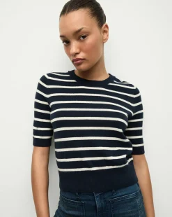 Shana Cashmere Striped Sweater in>Veronica Beard Hot