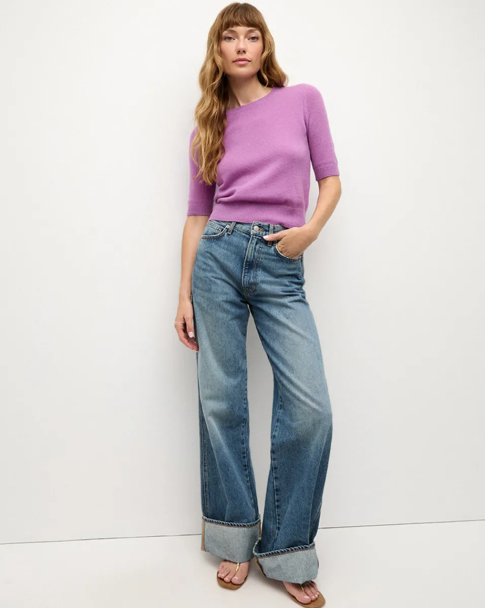 Shana Short Sleeve Cashmere Sweater in Lilac>Veronica Beard New