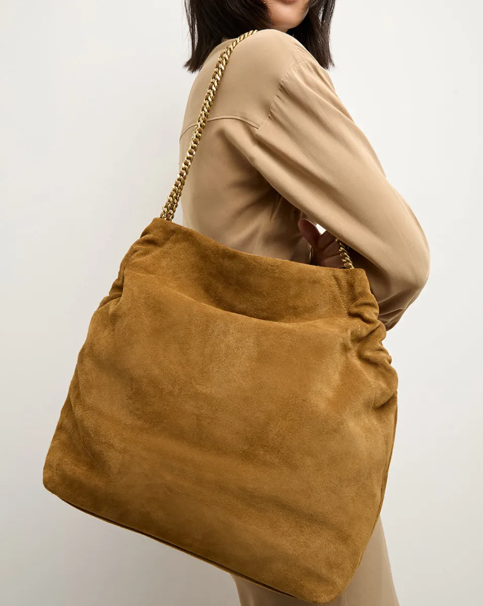 Slouch Shoulder Suede Bag in>Veronica Beard Hot