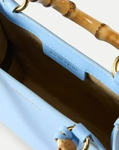 Small Bamboo-Handle Shopper Bag in Light Blue><noscript><img width=