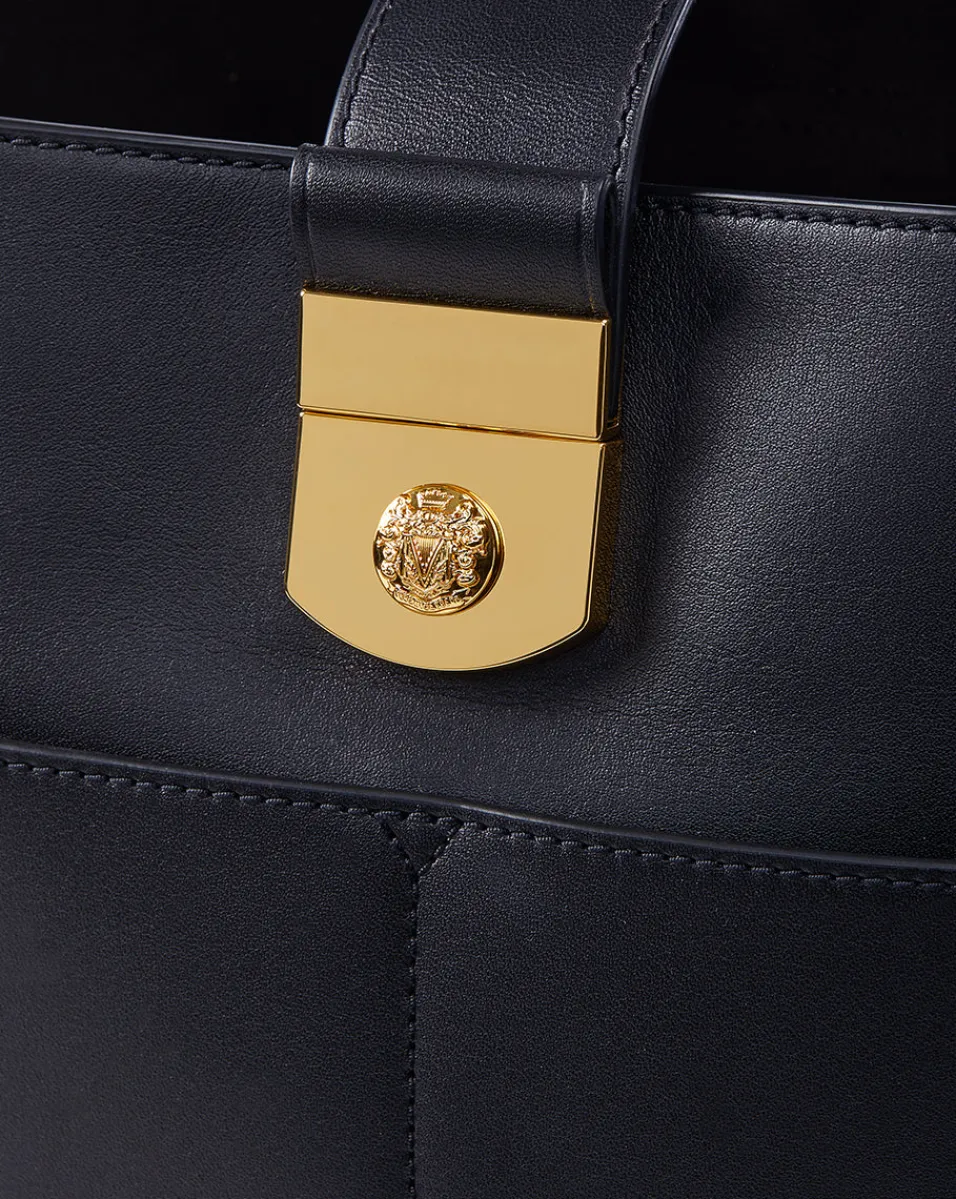 Small Crest Lock Bucket Bag in>Veronica Beard