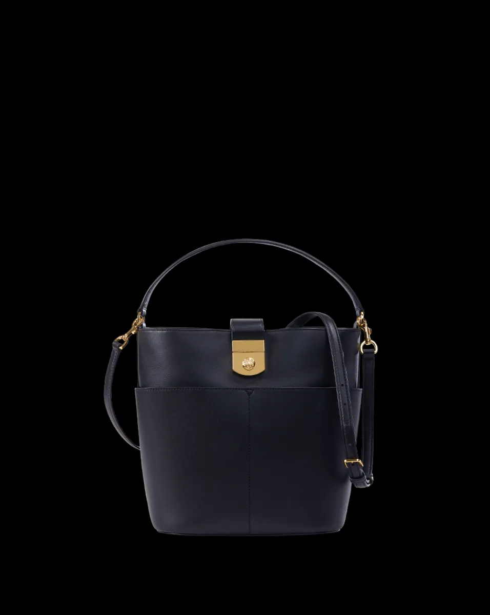 Small Crest Lock Bucket Bag in>Veronica Beard