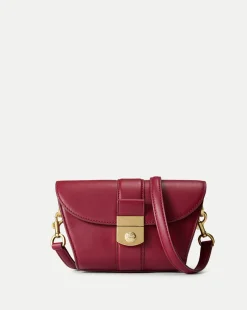 Small Crest Lock Trap Bag in Burgundy>Veronica Beard Online