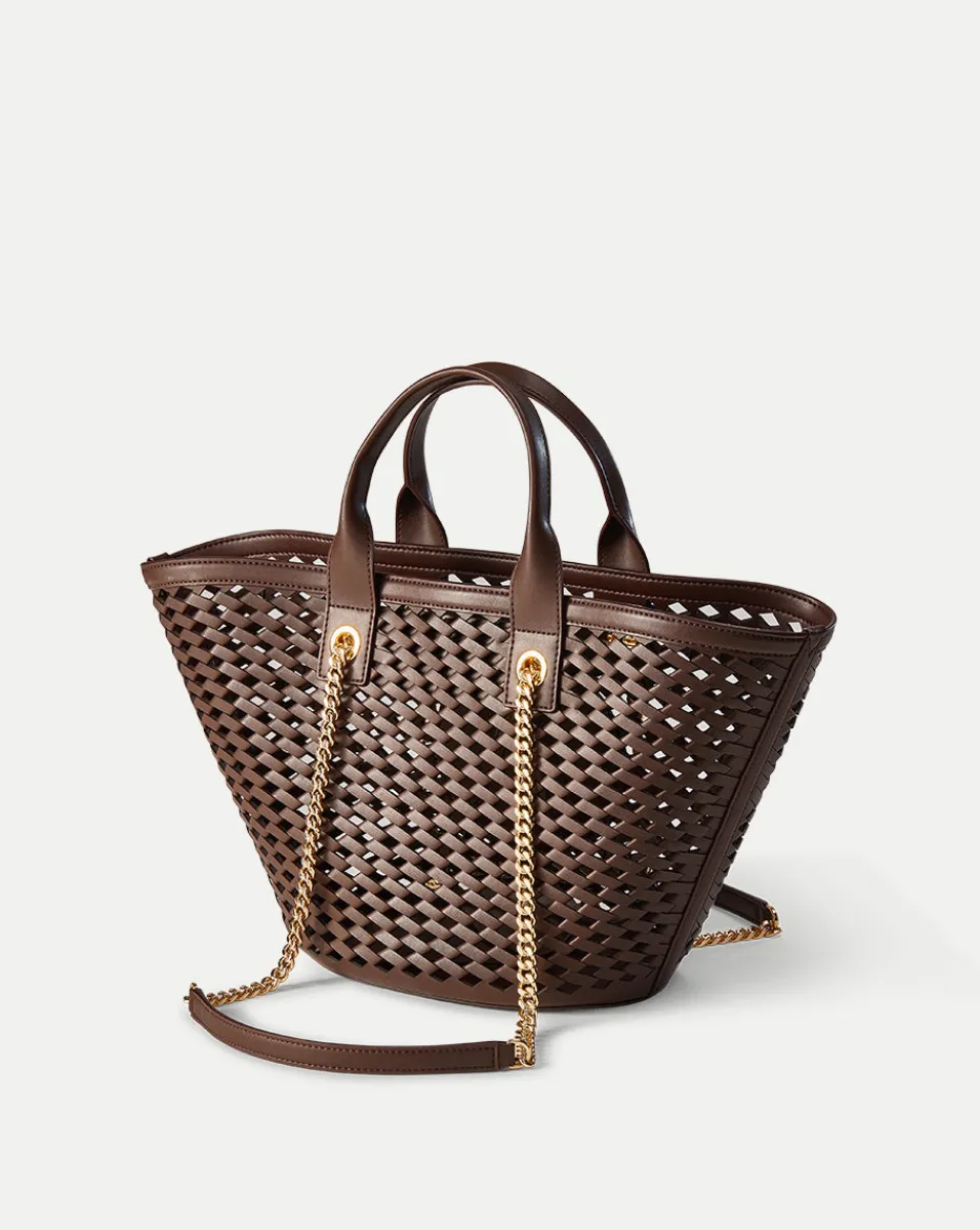Small Crest Market Tote in Dark Brown>Veronica Beard Hot