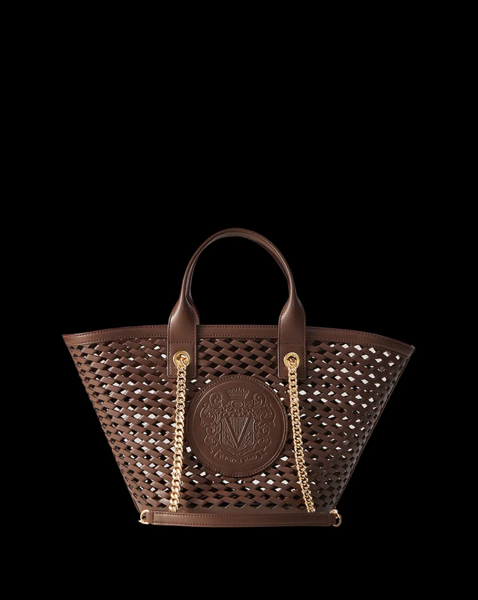 Small Crest Market Tote in Dark Brown>Veronica Beard Hot