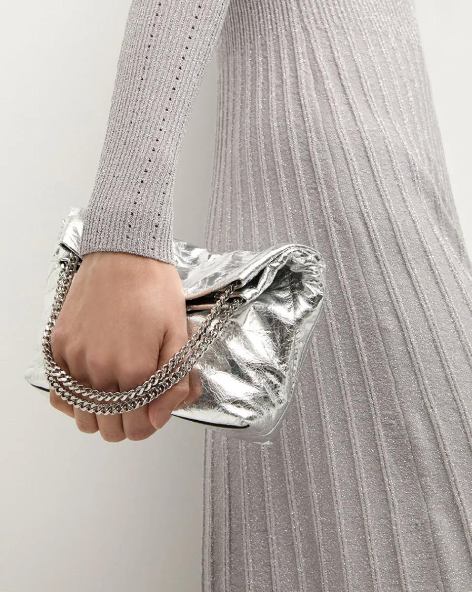Small Metallic Slouch Shoulder Bag in>Veronica Beard Discount