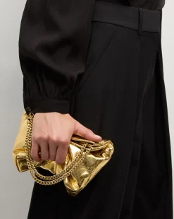 Small Metallic Slouch Shoulder Bag in Antique Gold><noscript><img width=
