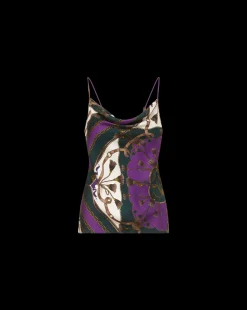 Sola Silk Tank Top in Green & Purple><noscript><img width=