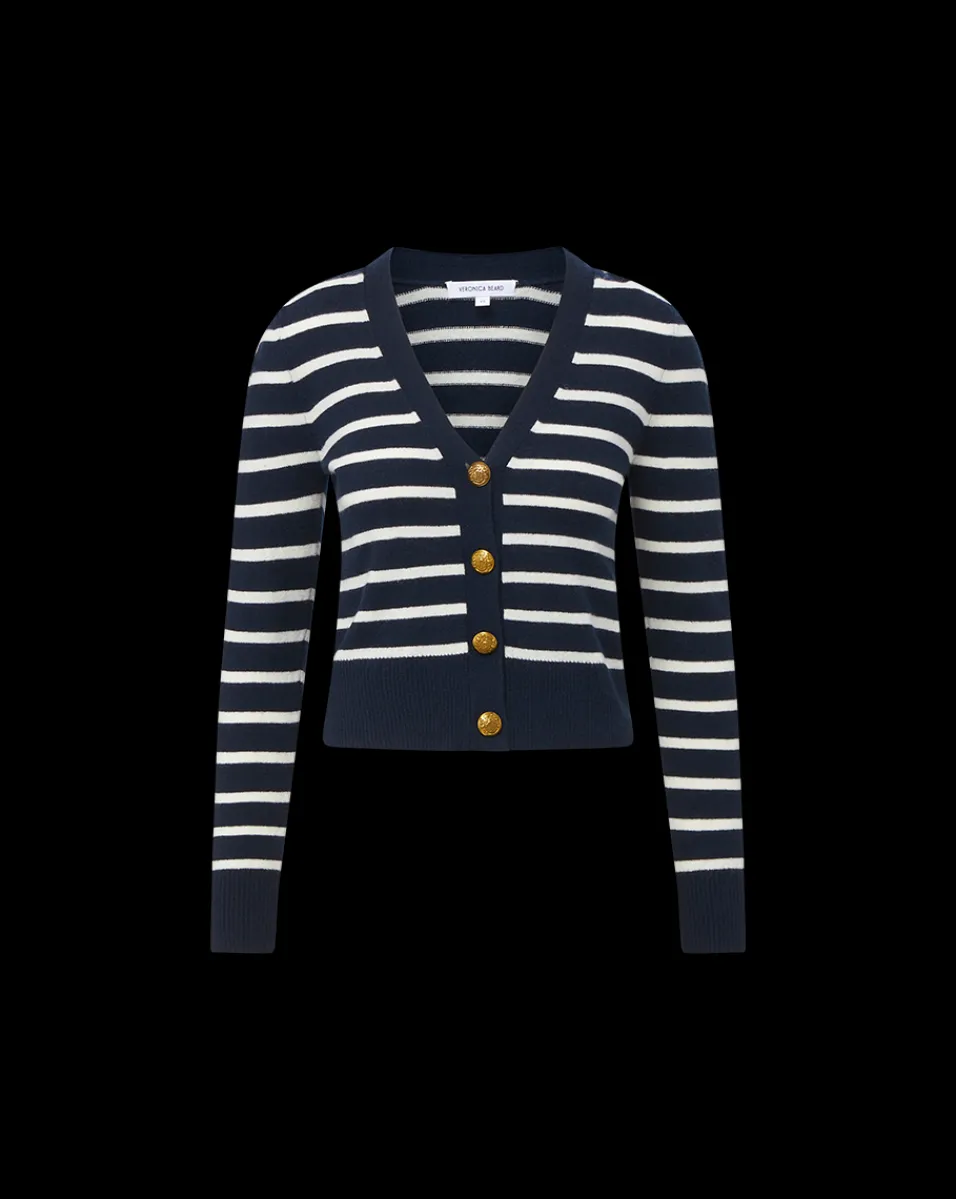 Solene Cashmere Striped Cardigan in Navy>Veronica Beard Best
