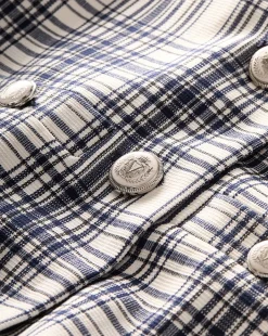 Tamara Plaid Vest in Ivory & Navy><noscript><img width=