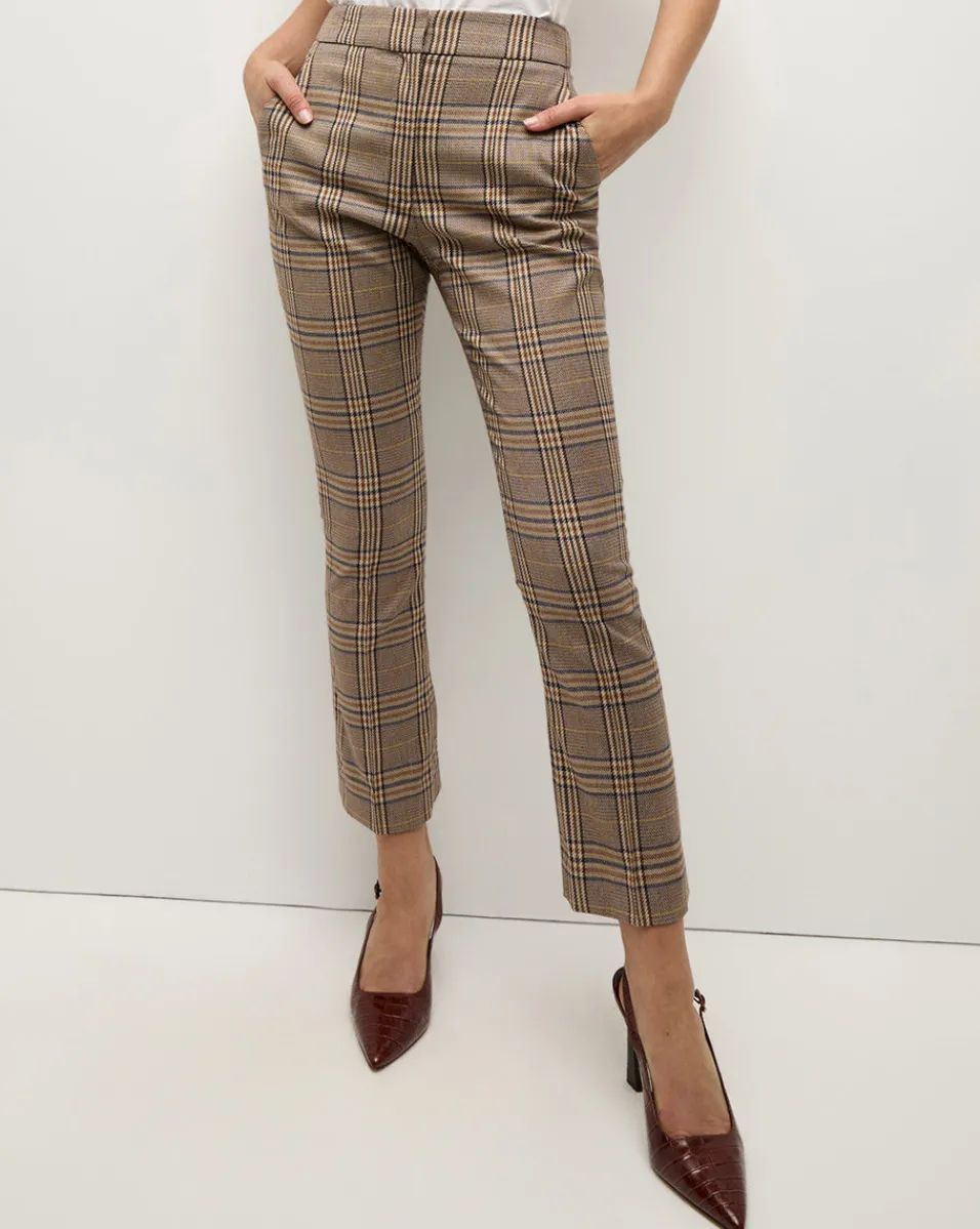 Tani High Waisted Plaid Pant in Brown Check>Veronica Beard Sale