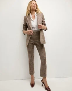 Tani High Waisted Plaid Pant in Brown Check><noscript><img width=