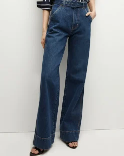 Taylor Belted Wide-Leg Jean in Dusted Oxford>Veronica Beard Clearance