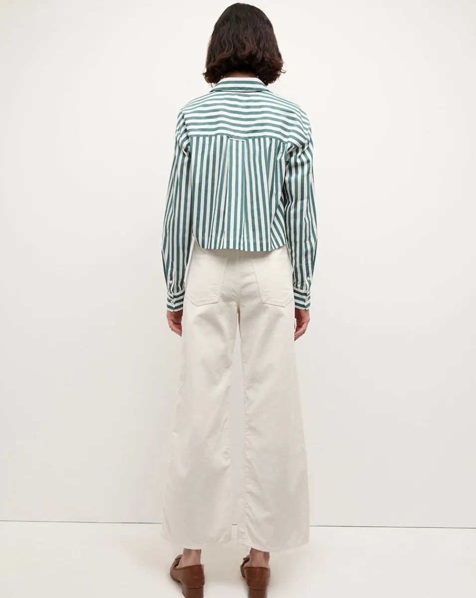 Taylor Cropped Corduroy Wide-Leg Pant in White>Veronica Beard Hot