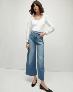 Taylor Cropped Wide-Leg Jean in Enough Said>Veronica Beard Hot