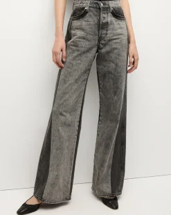Taylor Two-Tone Wide-Leg Jean in Volcanic Stone Colorblock>Veronica Beard Sale