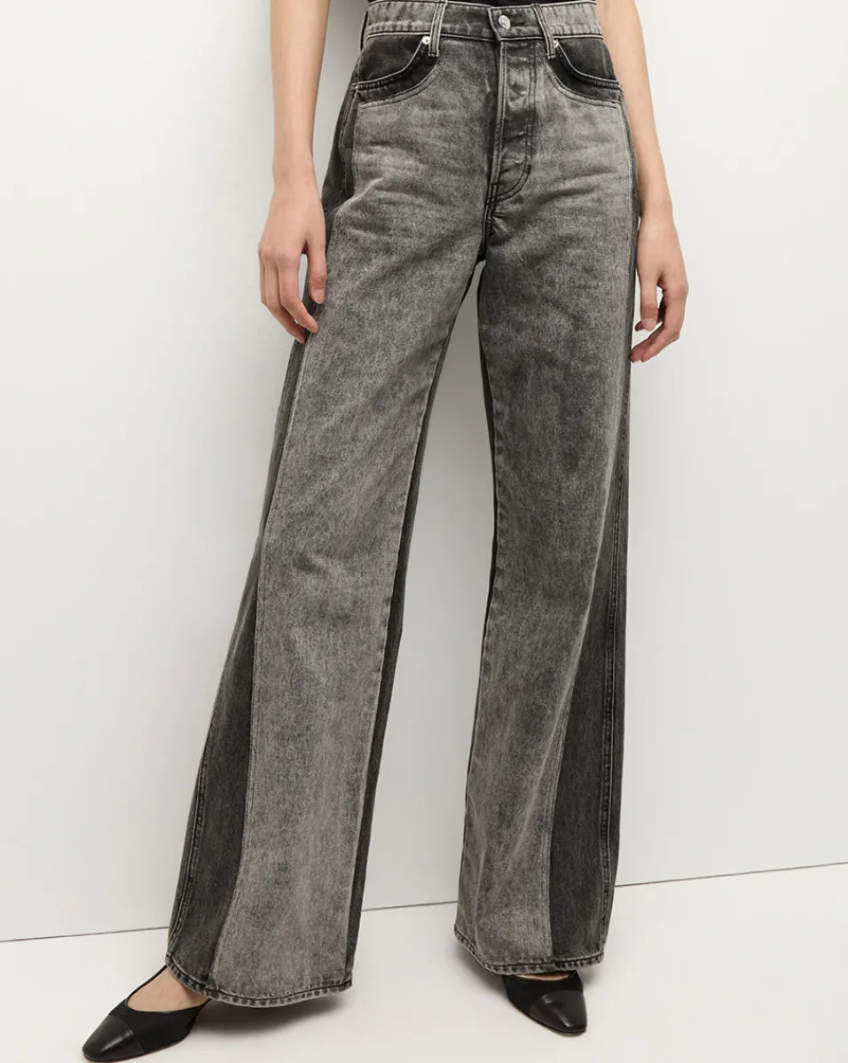 Taylor Two-Tone Wide-Leg Jean in Volcanic Stone Colorblock>Veronica Beard Sale