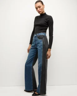 Taylor Two-Tone Wide-Leg Jean in Blue Moon Colorblock><noscript><img width=