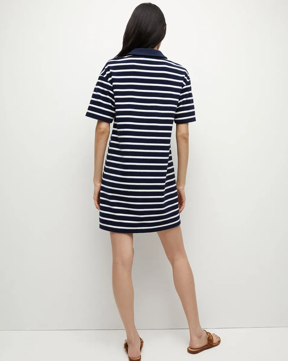 Terrence Terrycloth Dress in Marine/Off-White/Blue Surf>Veronica Beard Sale